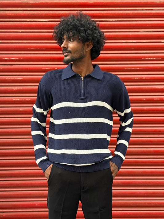 Blue Full Sleeve Polo Tshirt