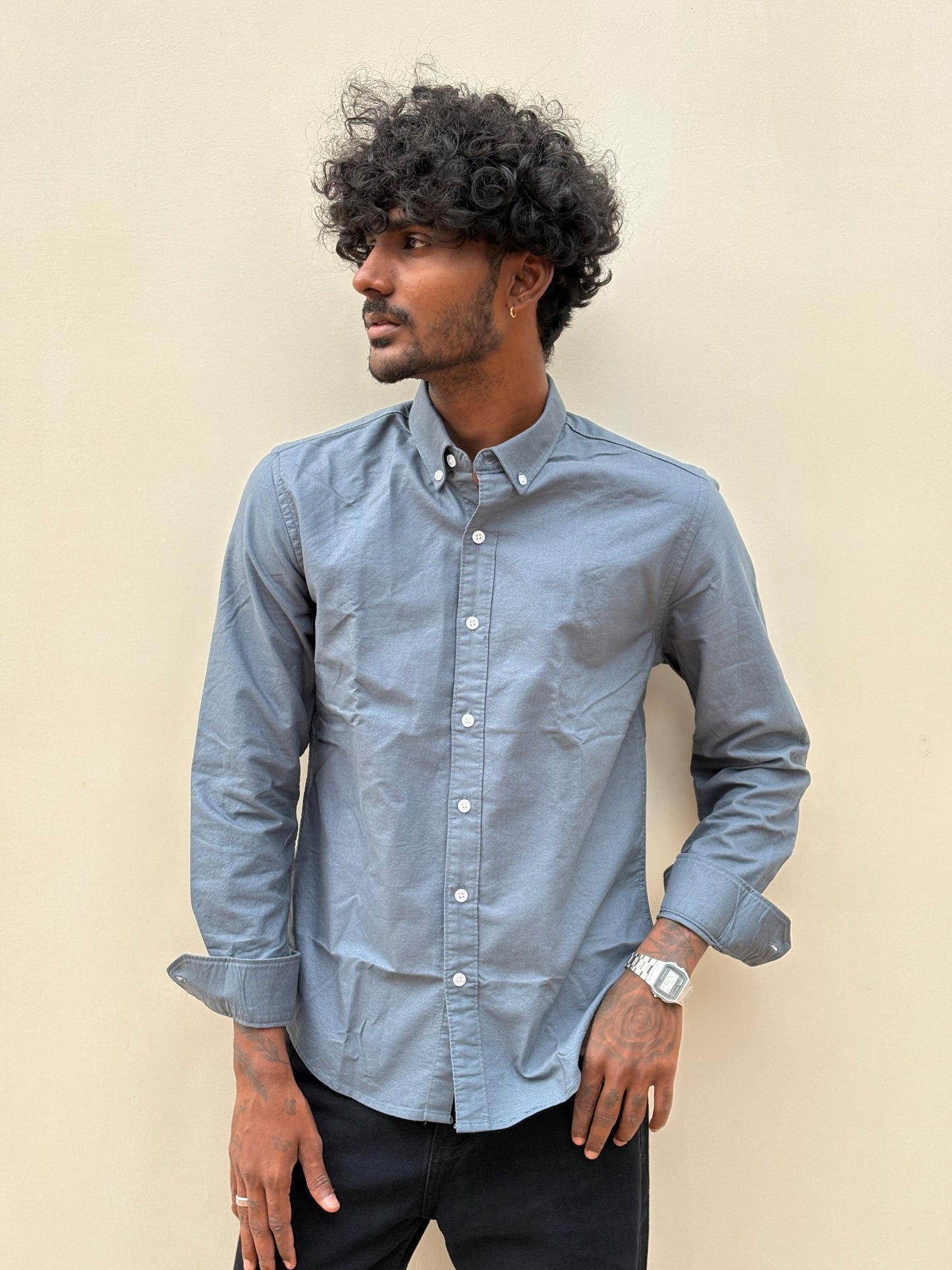 Blue Elbow Patch Shirt