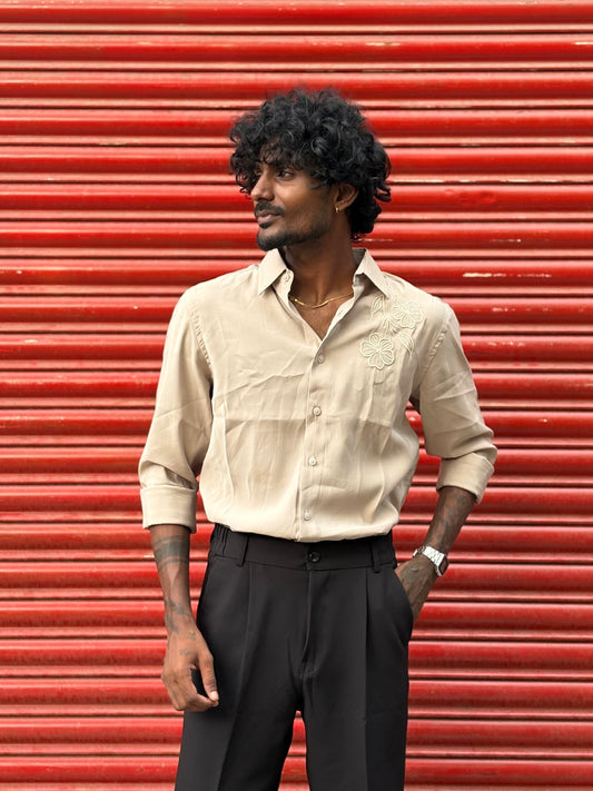 Beige Embroidery Shirt