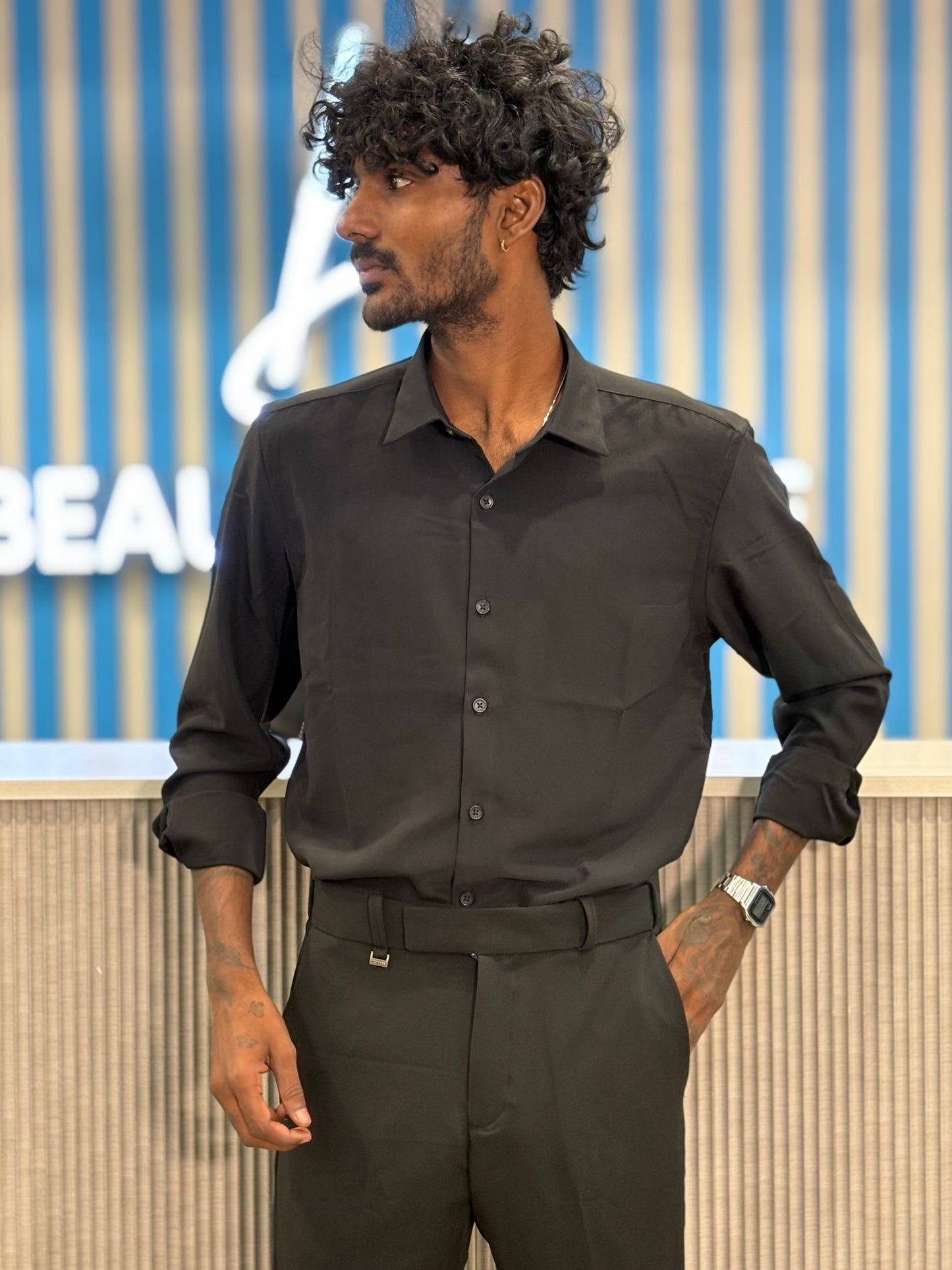 Black Armani Solid Shirt