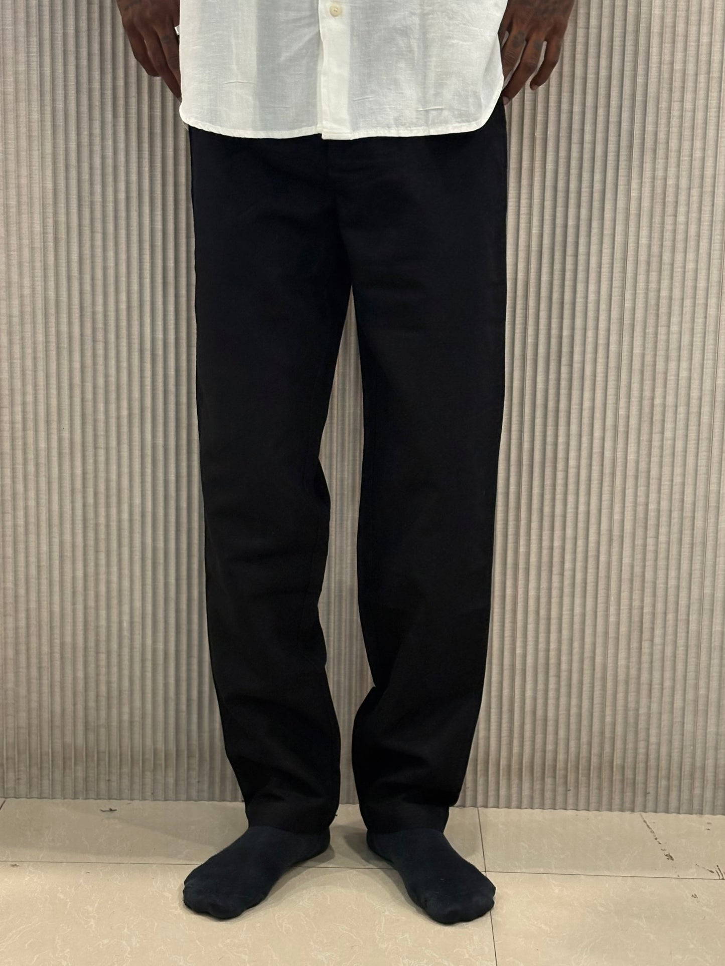 Black Linen Relaxed Fit Draw String Pants