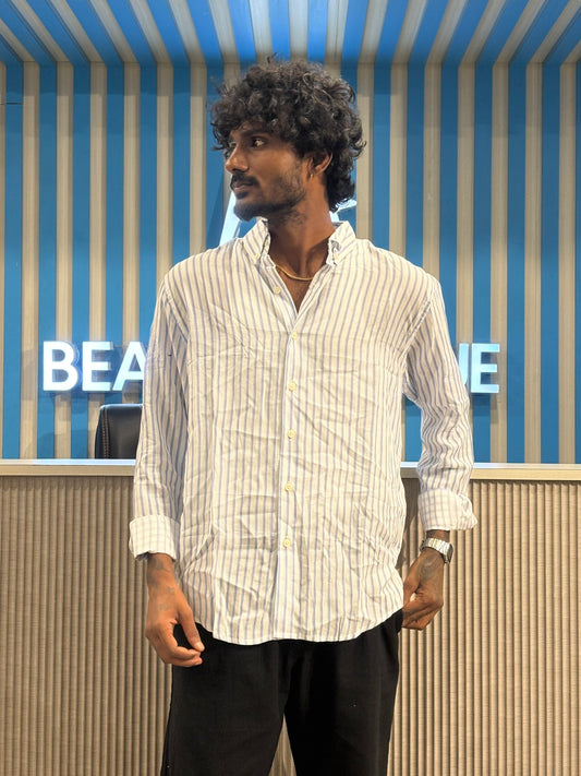 White And Blue Striped Shirt