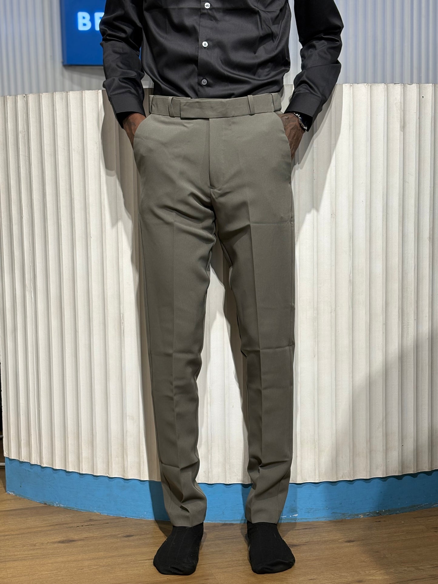 Green Polo Fit Formal Pants