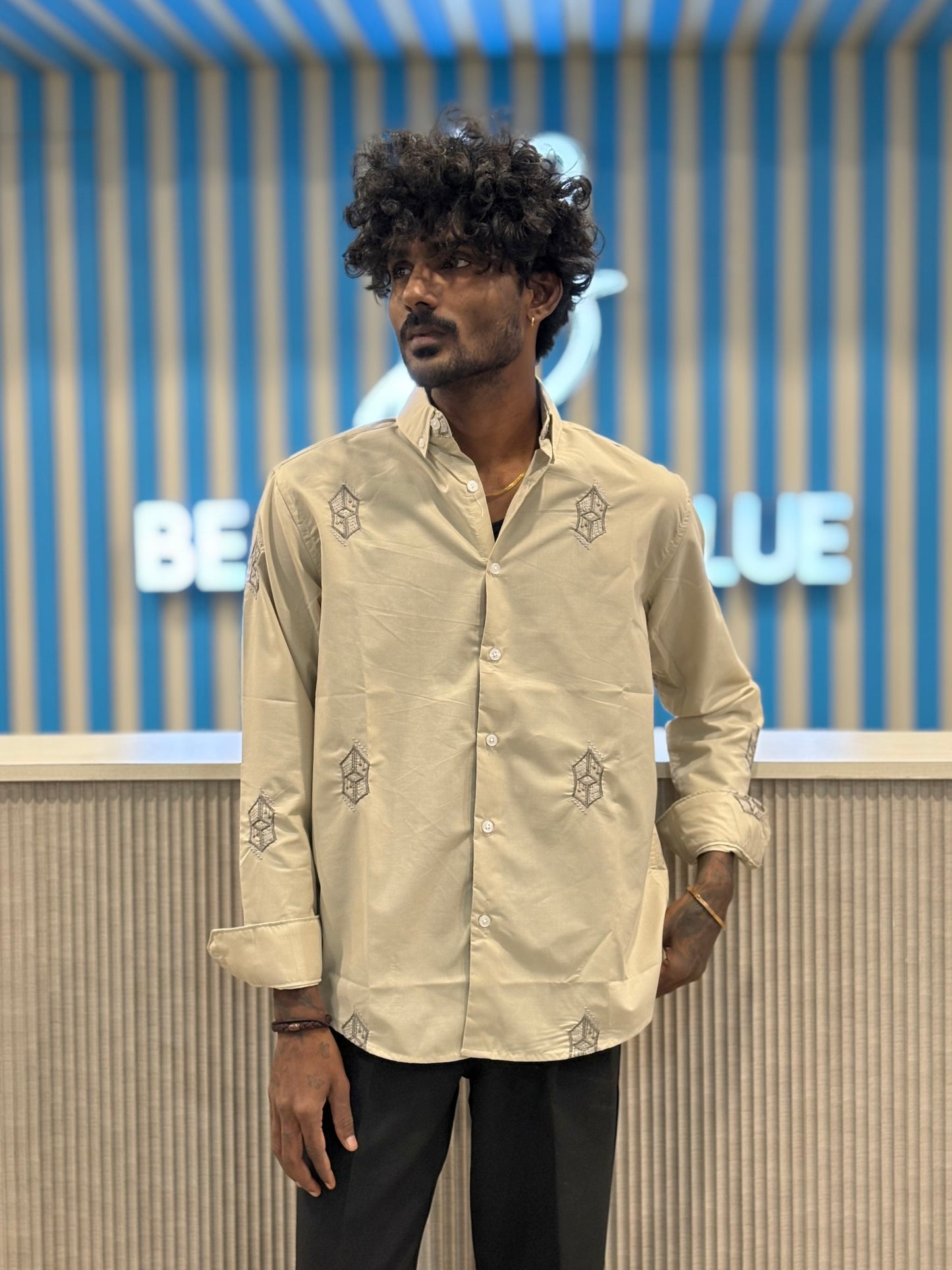 Beige Embroidery Shirt