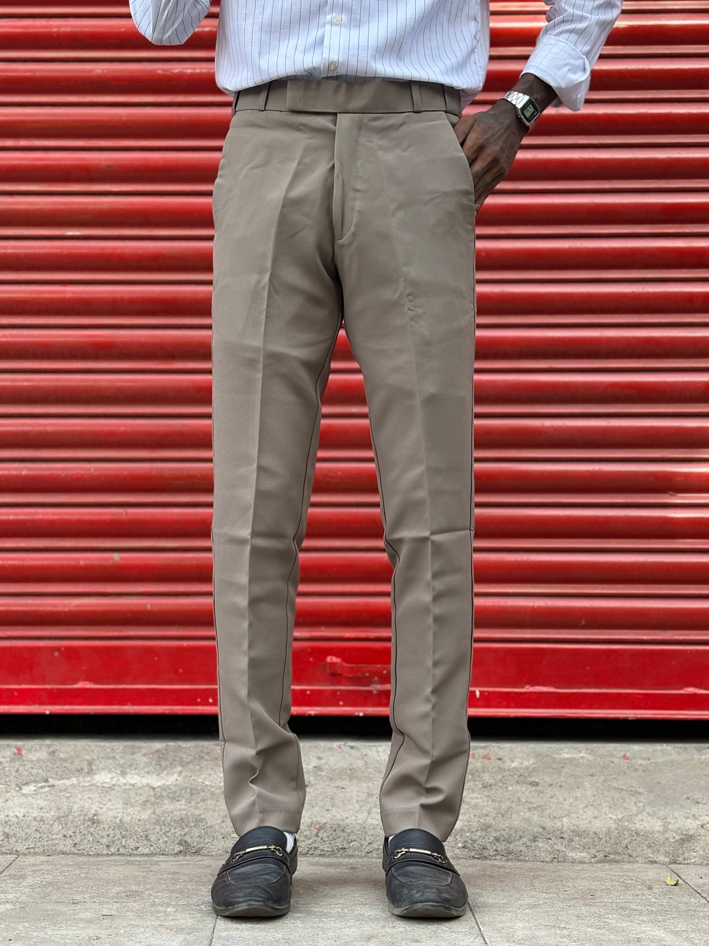 Light Green Polo Fit Flexi Waist Formal Pants