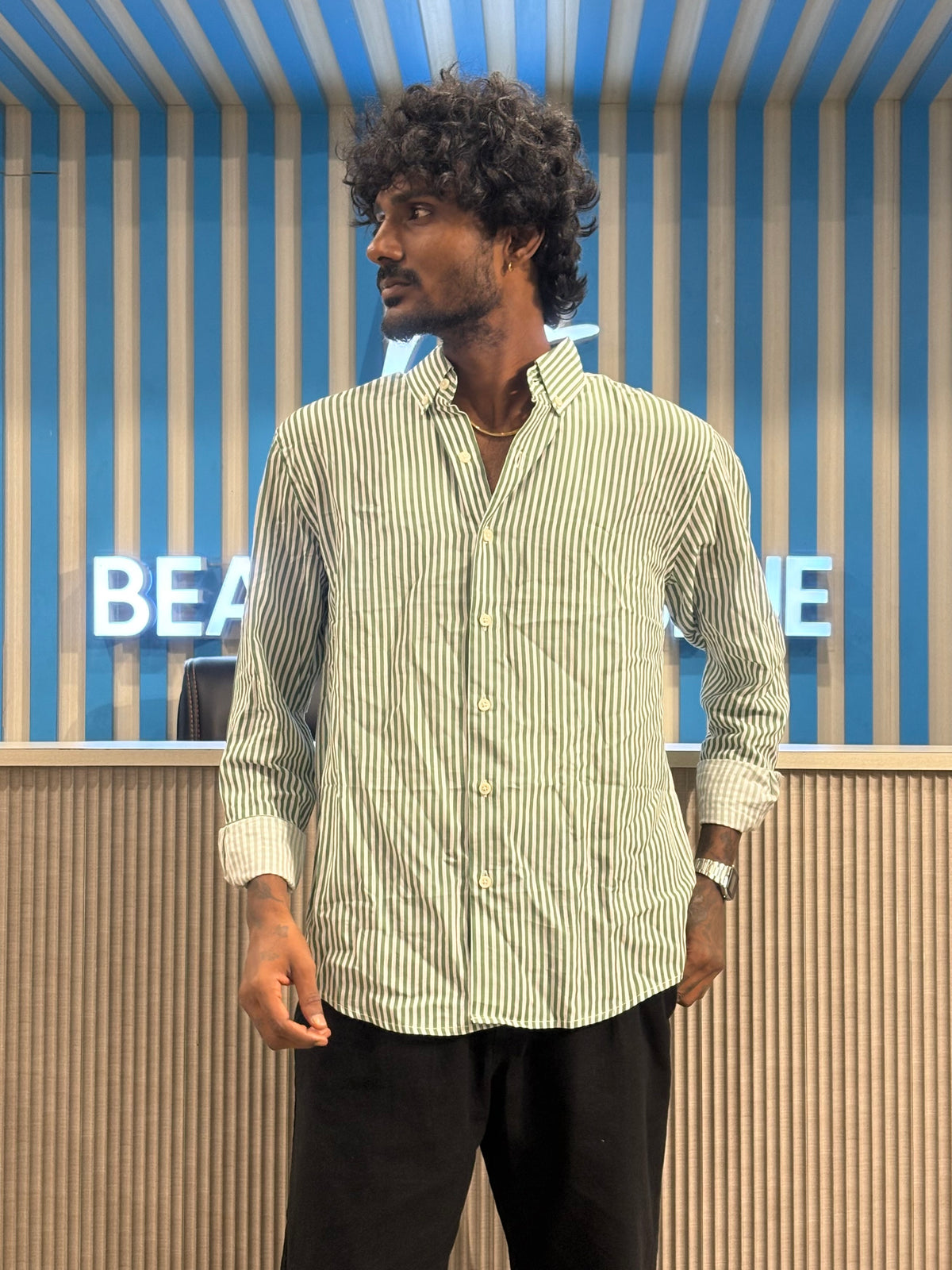 Green Striped Shirt