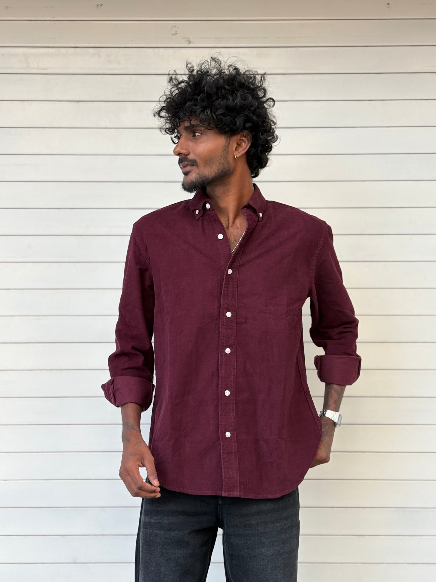Maroon Corduroy Shirt