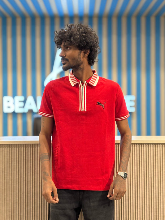 Red Zipper Polo Tshirt