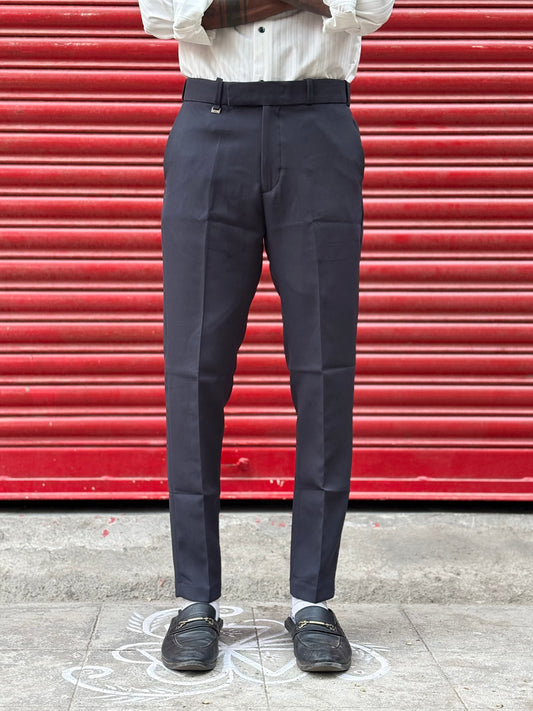 Navy Blue Polo Fit Flexi Waist Formal Pants
