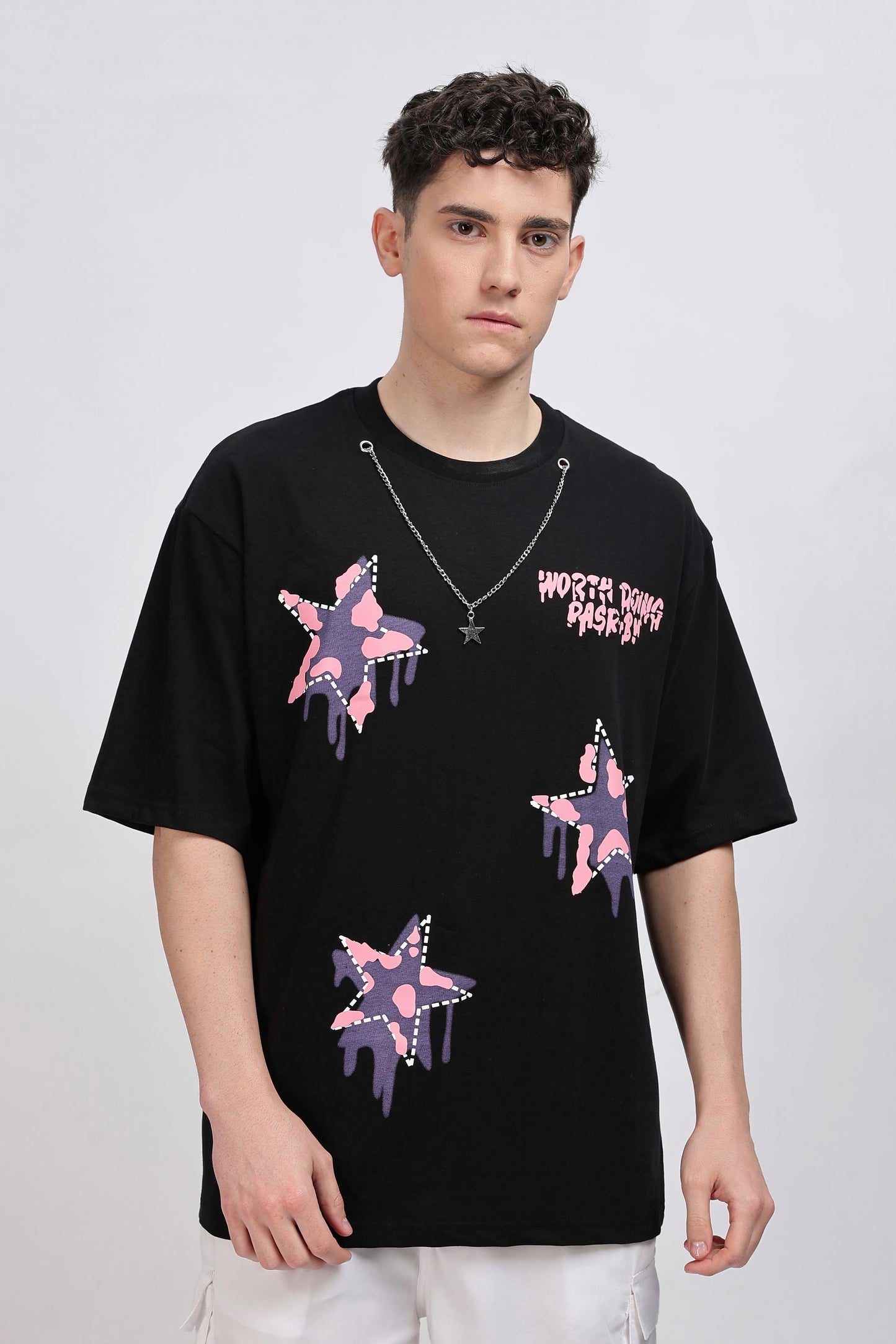 Black And Pink Oversized Tshirt