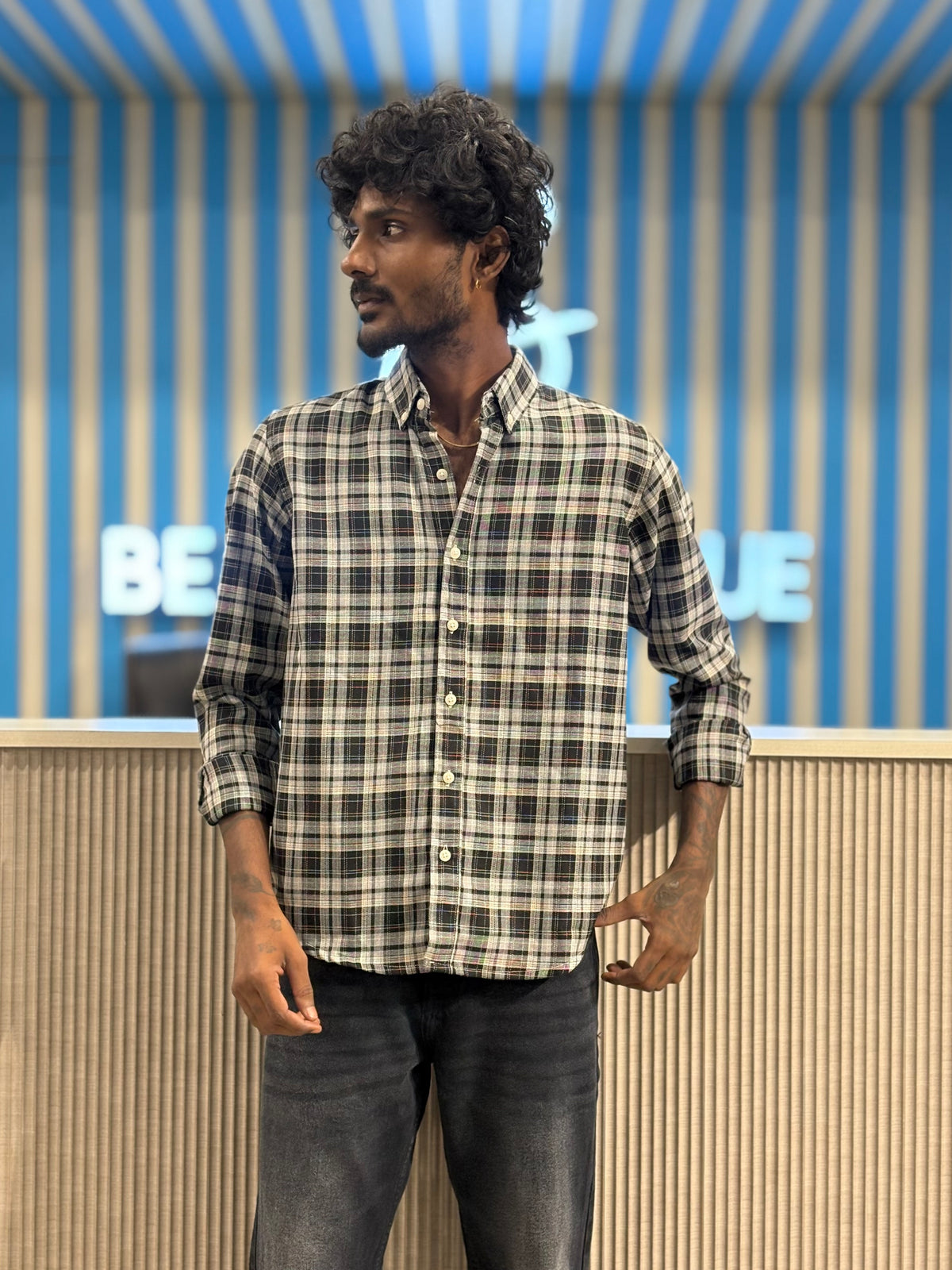 Black Imported Checked Shirt