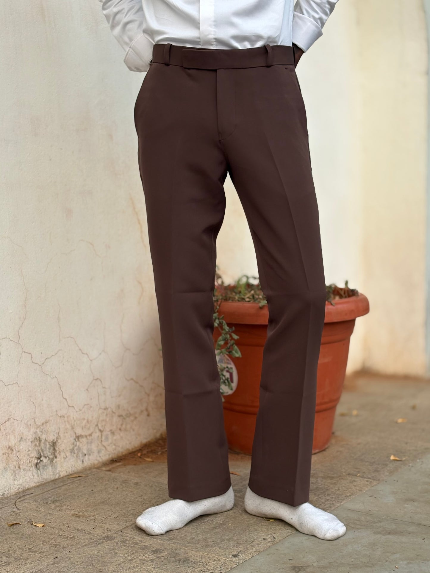 Dark Brown Bootcut Formal Pants