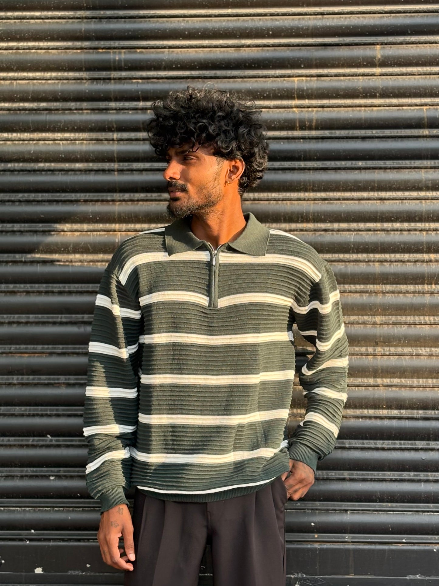 Green Full Sleeve Polo Tshirt