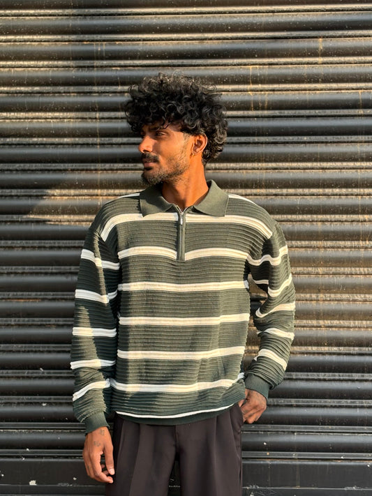 Green Full Sleeve Polo Tshirt