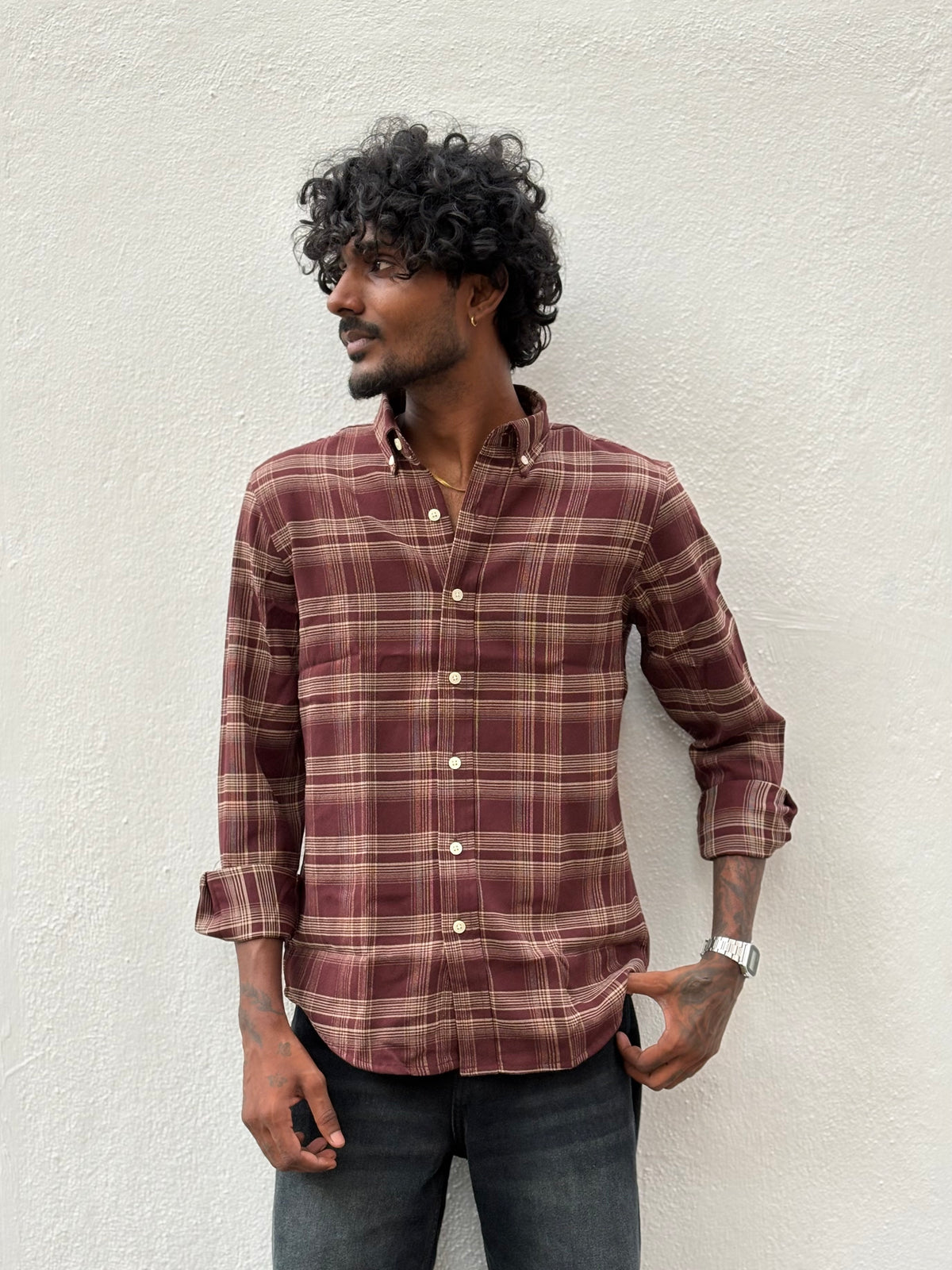 Red Imported Checked Shirt
