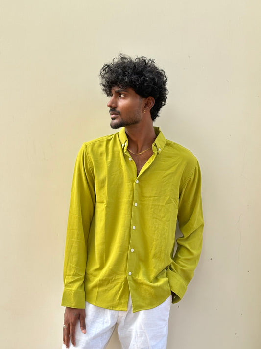 Light Green Imported Crush Fabric Shirt