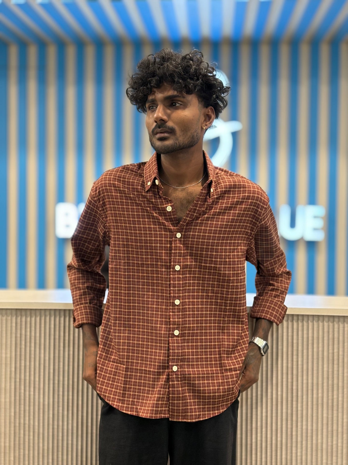 Creased Red Flannel Shirt