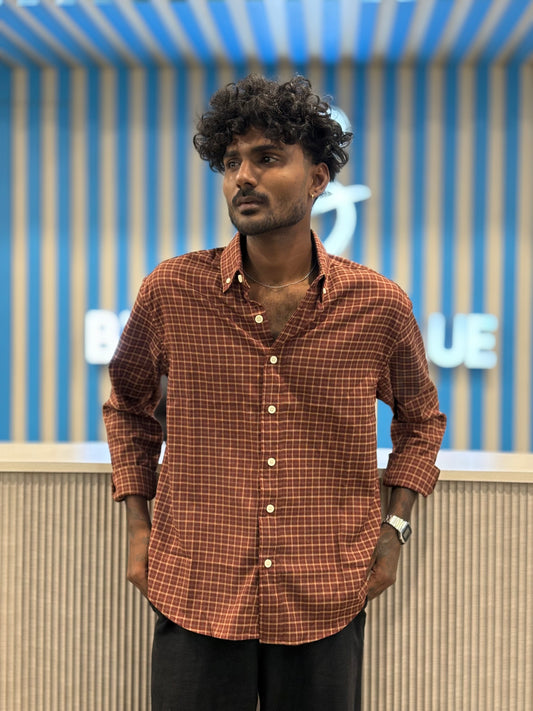 Creased Red Flannel Shirt