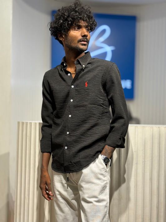 Black Linen Blended Shirt