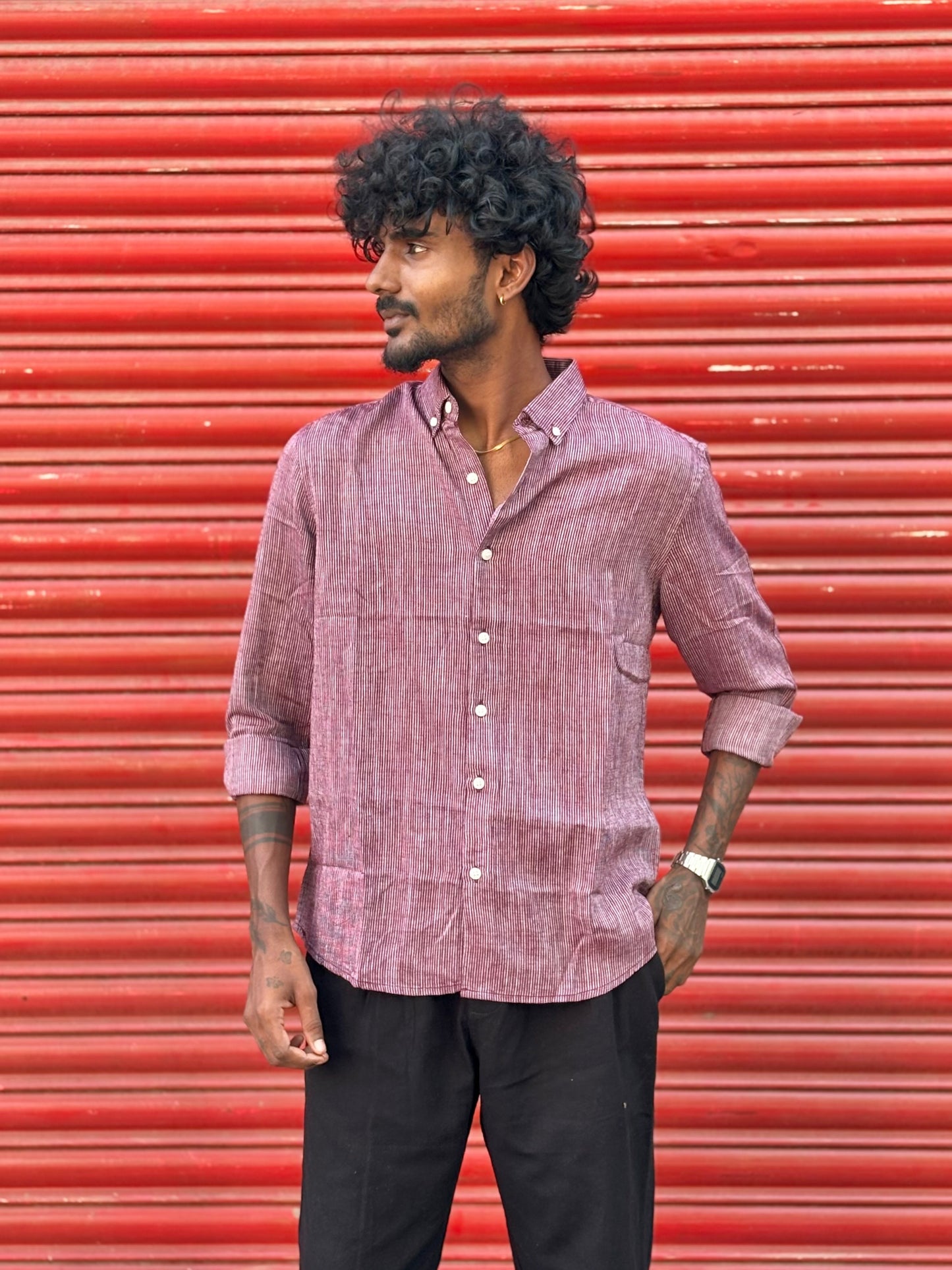 Maroon Striped Shirt
