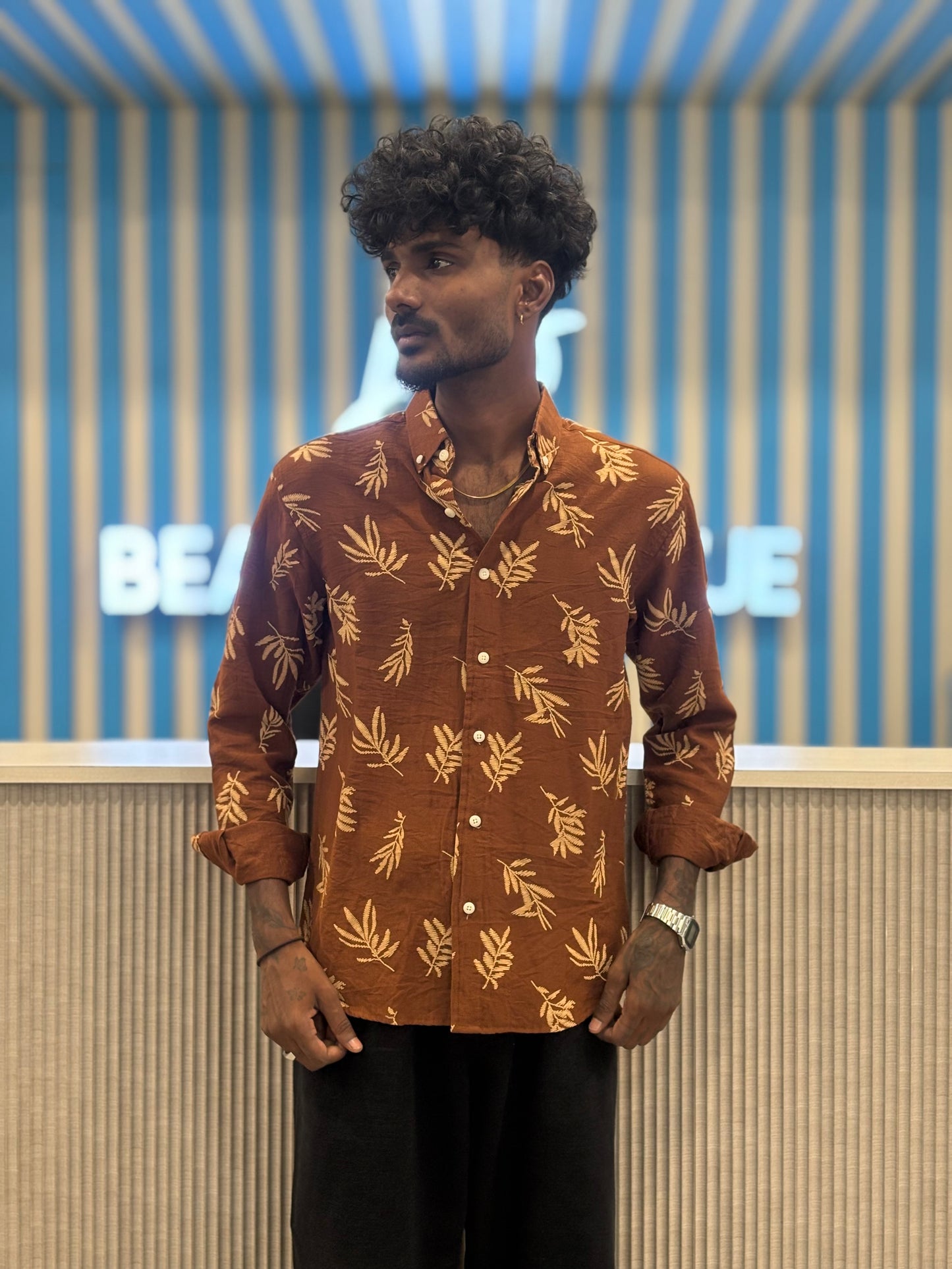 Brown Printed Shirt