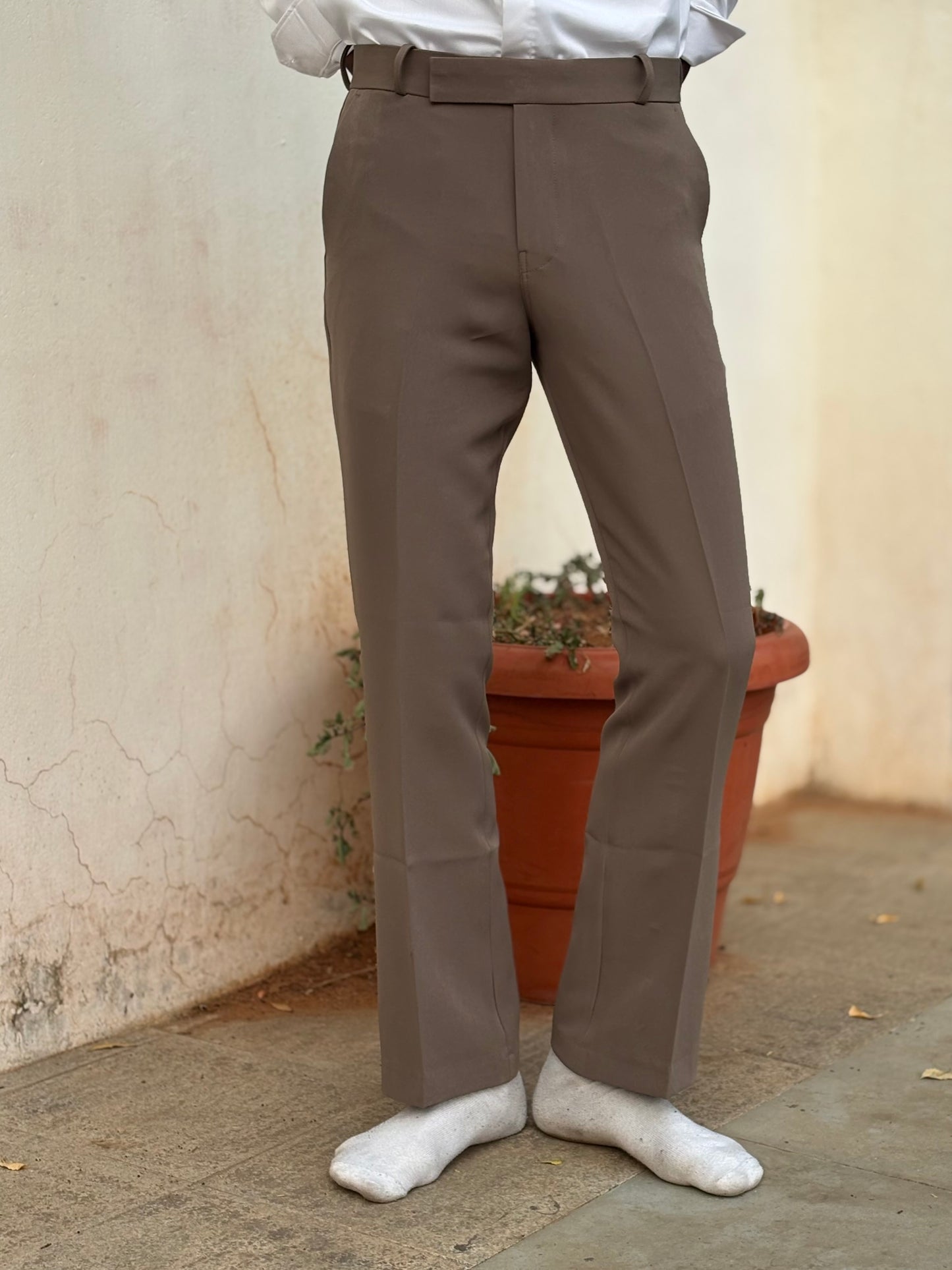 Brown Bootcut Formal Pants