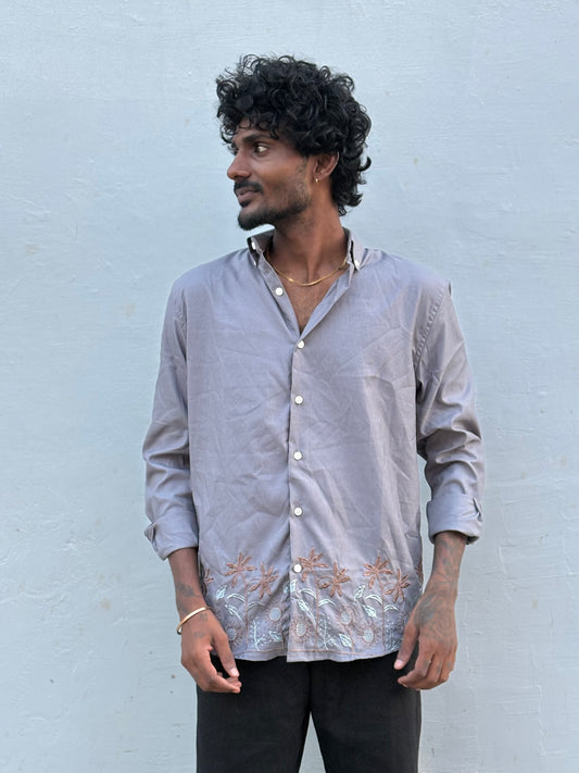 Grey Bottom Embroidery Shirt