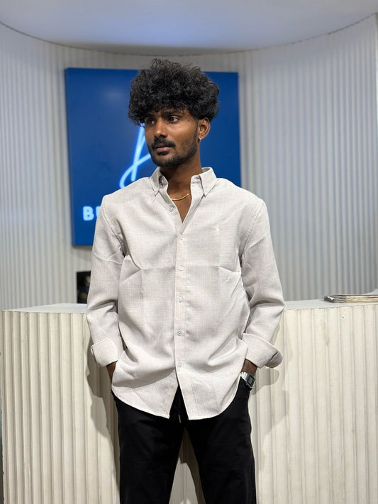 Light Grey Linen Blended Shirt