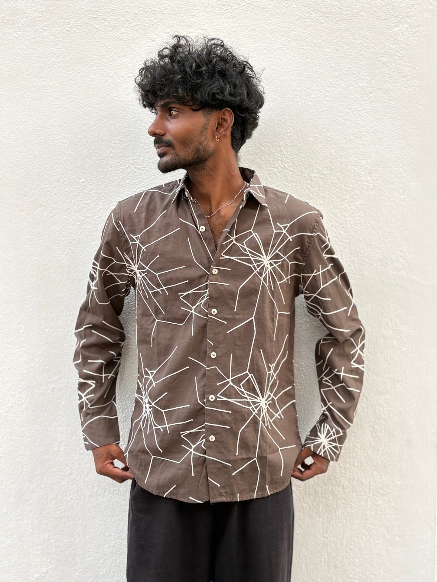 Brown Embroidery Shirt