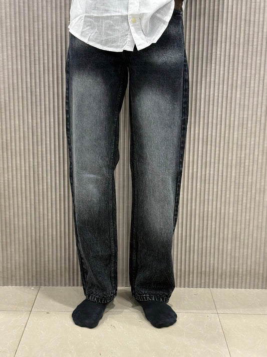 Black Acid Wash Baggy Jeans