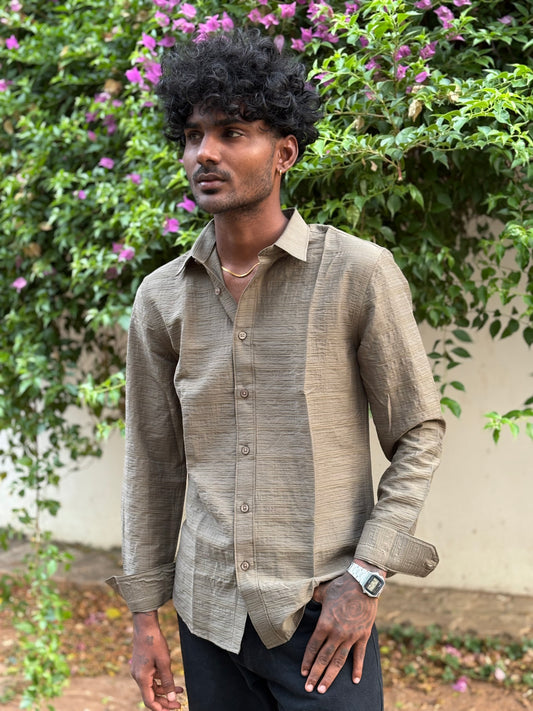 Green Self Textured Shirt