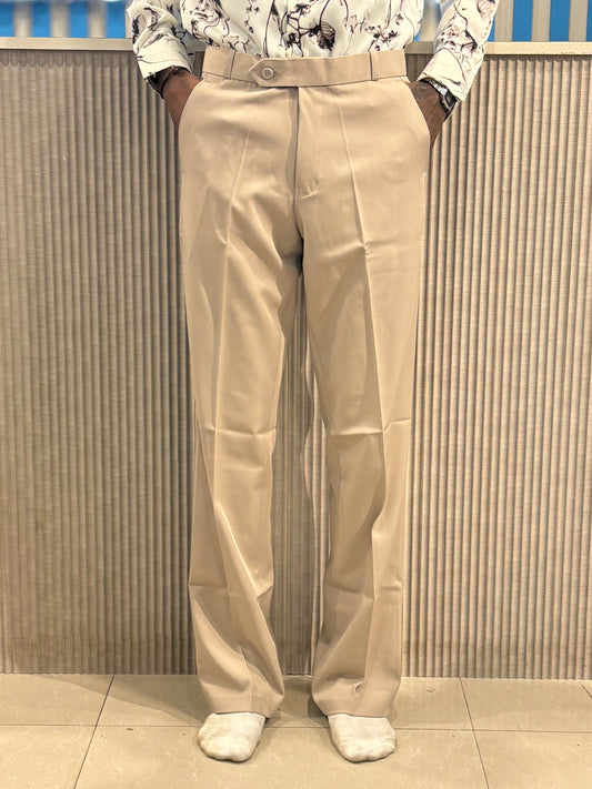 Beige Bootcut Formal Pants