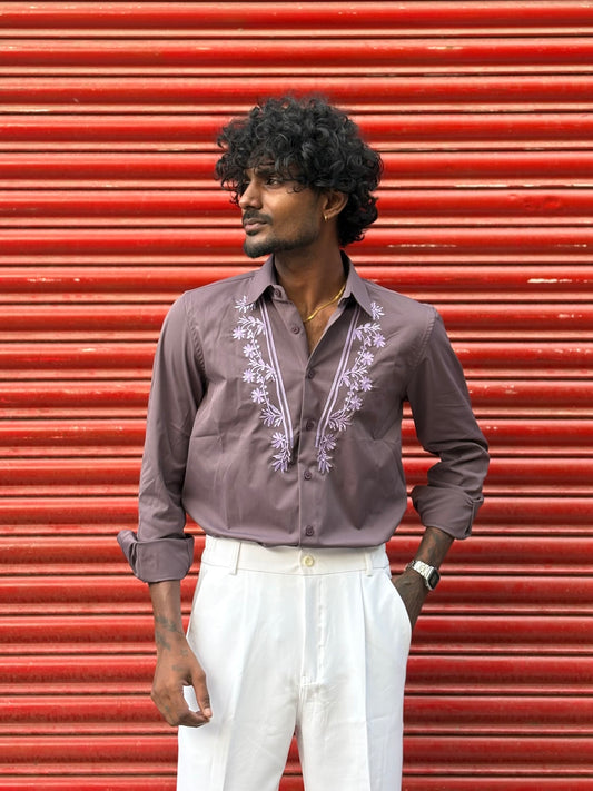 Purple Embroidery Shirt