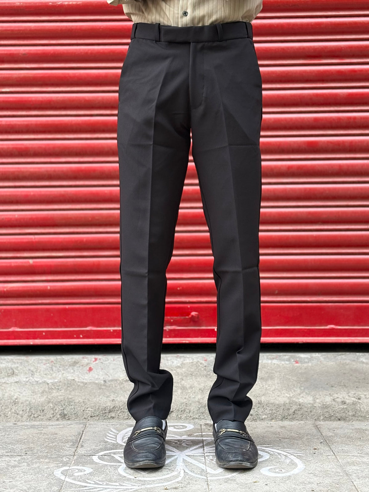 Black Polo Fit Flexi Waist Formal Pants