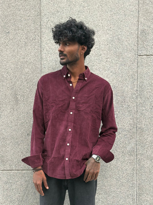 Wine Corduroy Shirt
