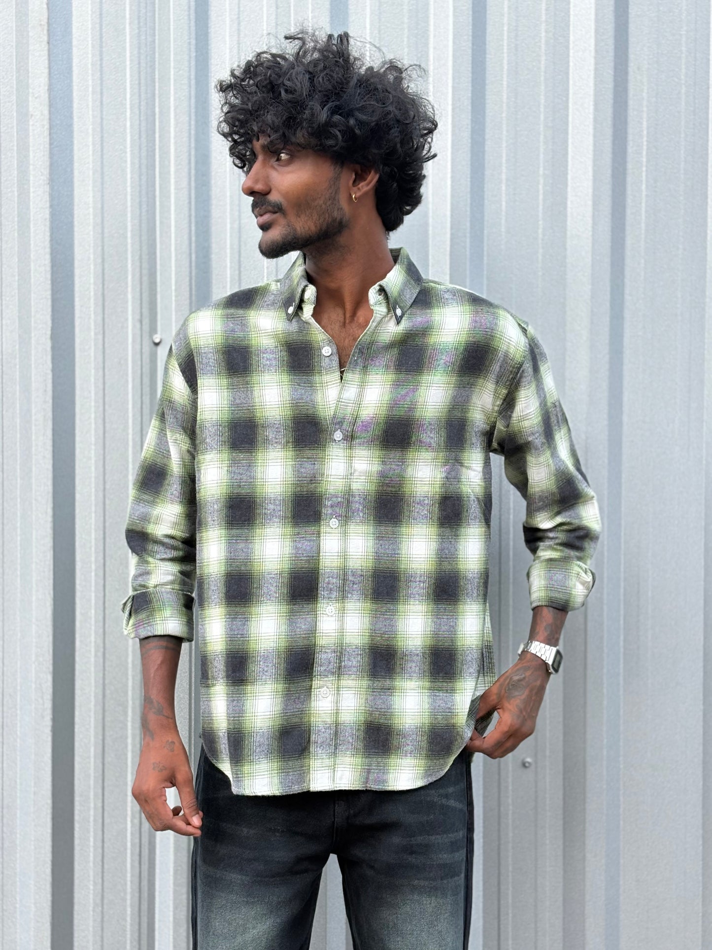 Green Flannel Checked Shirt