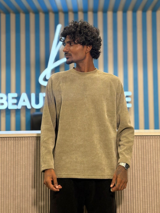 Green Ribbed Sweatshirt