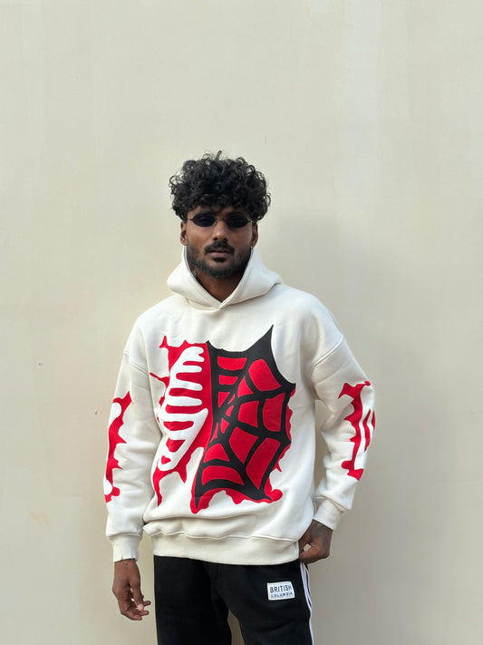 White Printed Oversized Hoodie