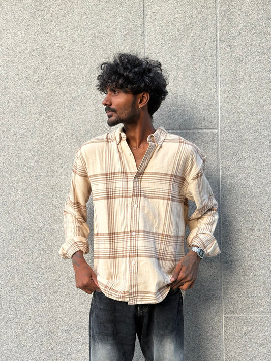 Beige And Brown Flannel Shirt