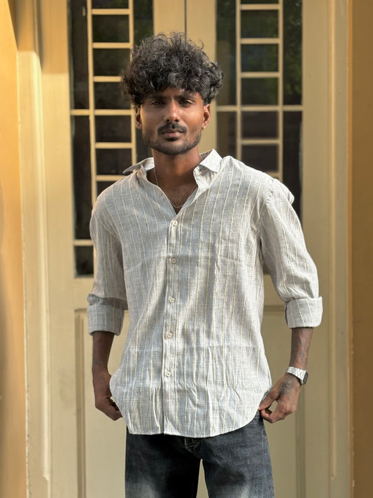 Grey Striped Linen Shirt