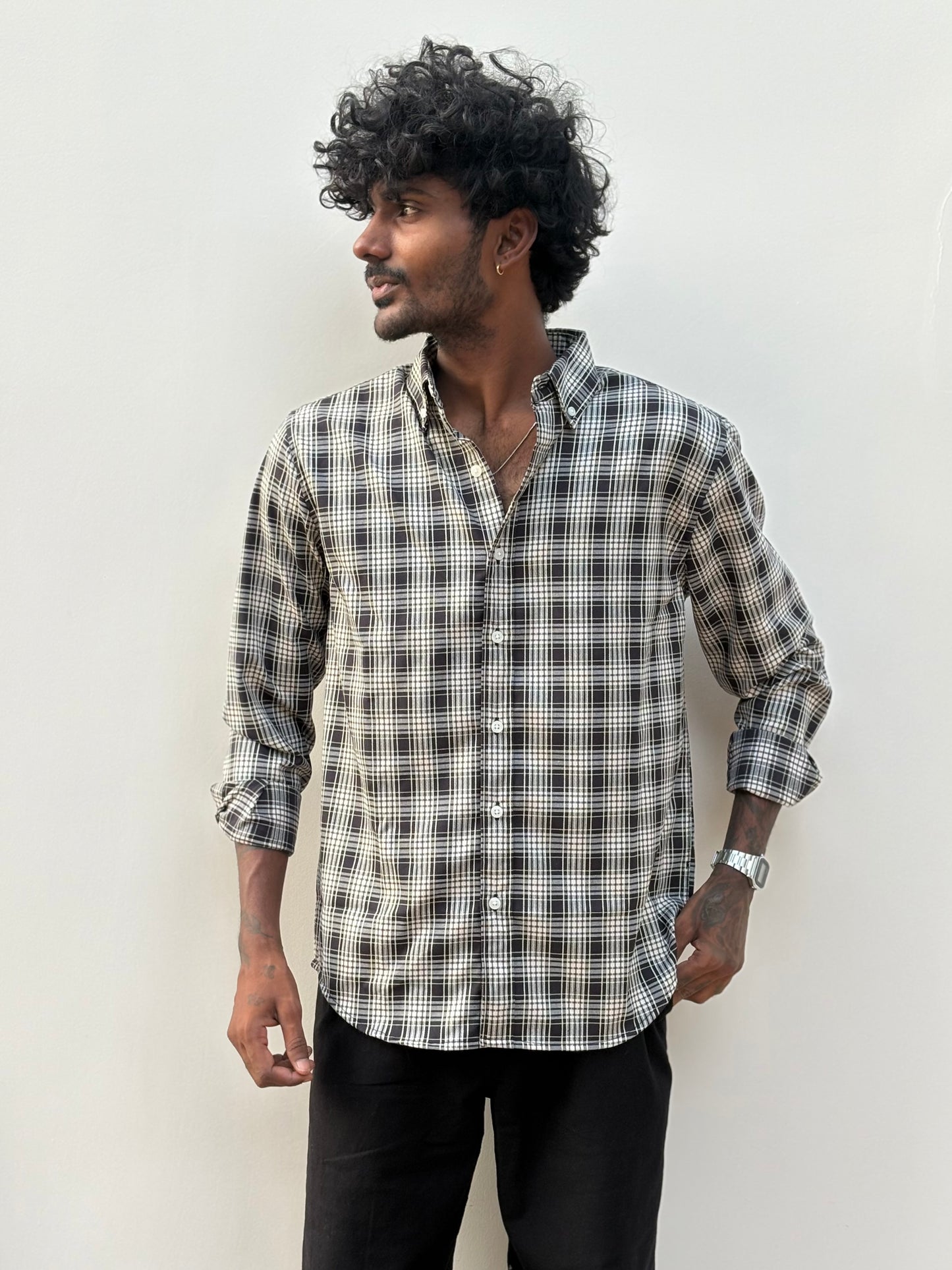 Black Imported Checked Shirt
