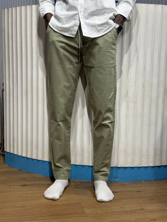 Green Linen Draw String Pants
