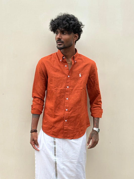 Orange Linen Shirt