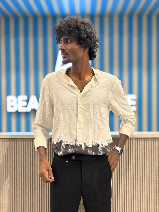 White Rayon Viscose Printed Shirt