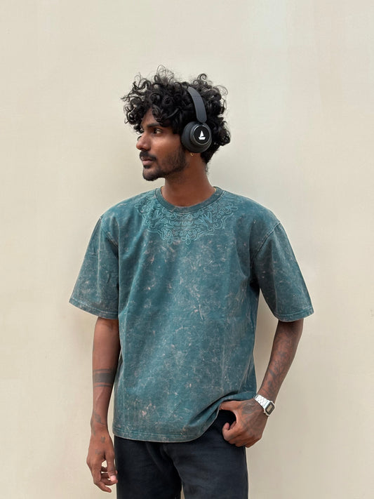 Green Acid Washed Oversized Tshirt