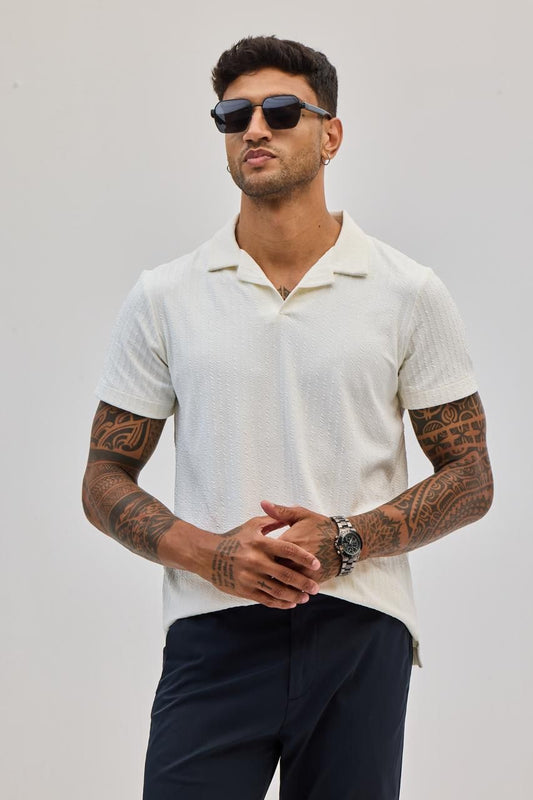 White Textured Cuban T-shirt