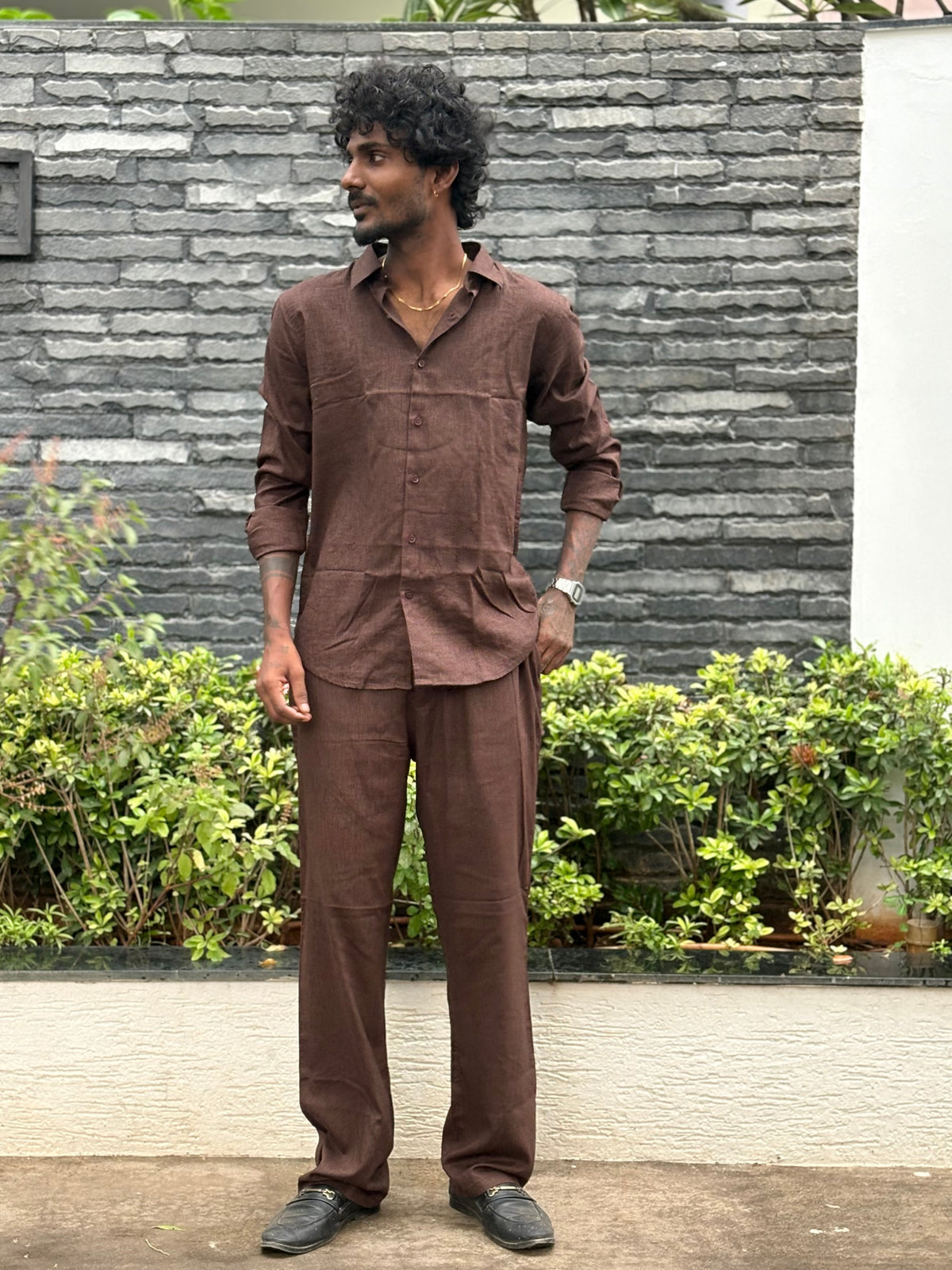 Brown Linen Co-ord Set