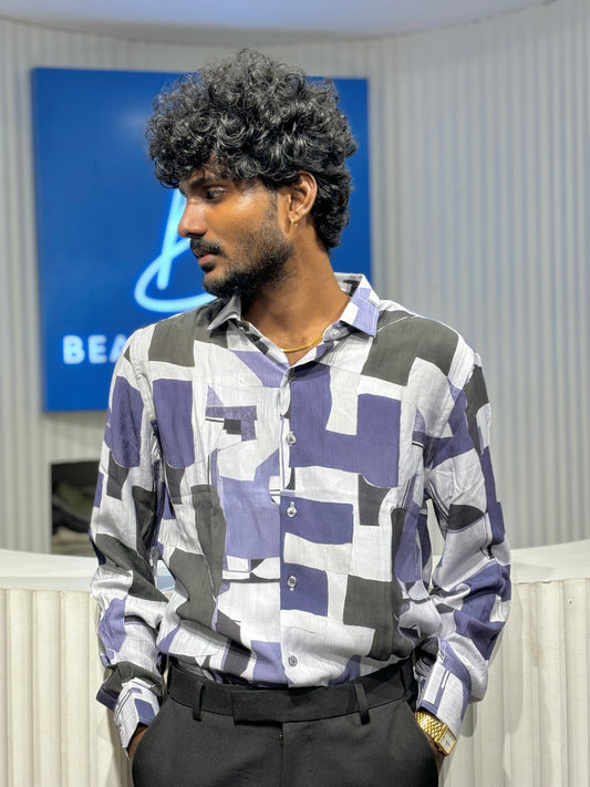 Violet Wash Crushed Printed Shirt