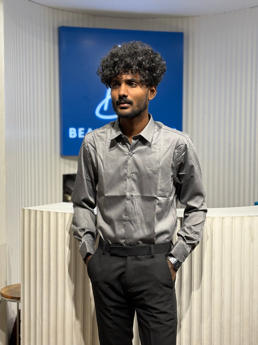 Light Grey Slim Fit Liquid Shirt