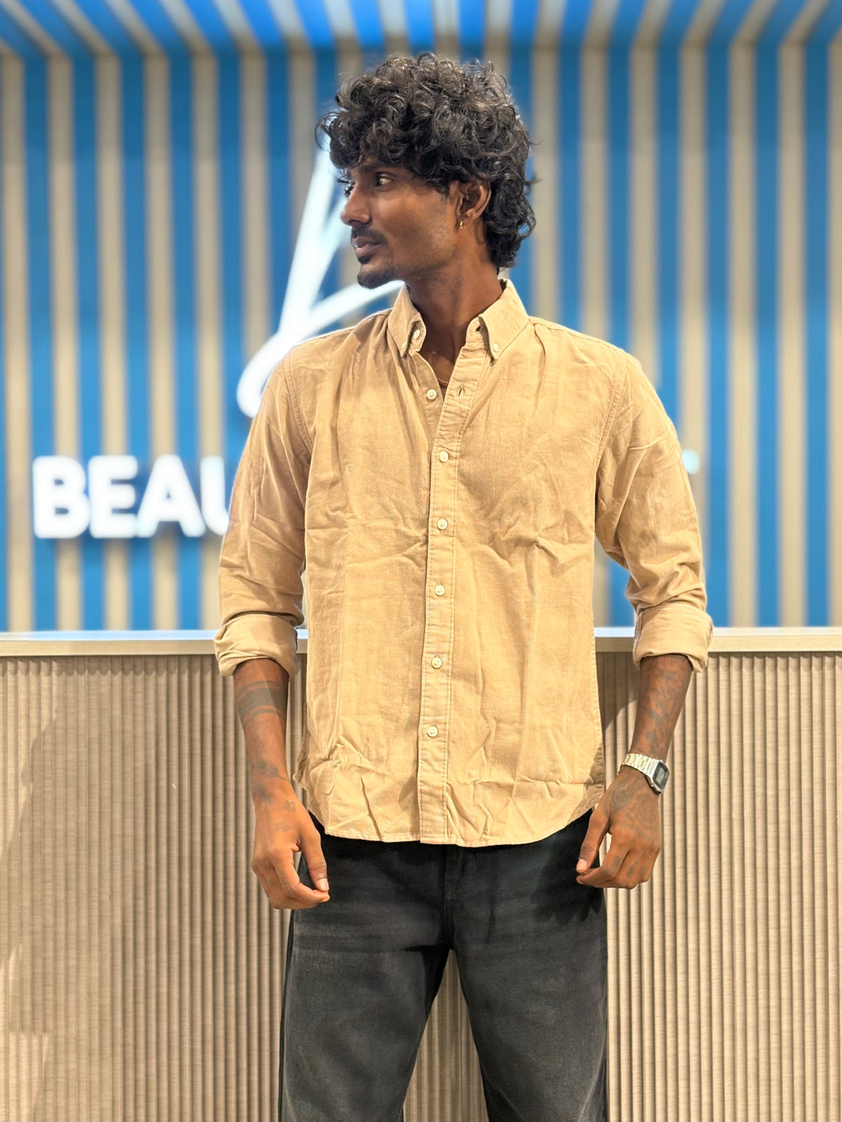 Beige Corduroy Shirt